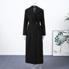 Elegant Women's Woolen Coat Black Single-Button Stand Collar Slim Lady Long Coats Autumn Winter Chic Female Streetwear