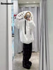 Winter Sweet Cute Kawaii Soft Thick Warm White Faux Fur Coat Women with Bunny Ears Cute Fluffy Jacket Hoodie