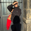 Elegant Women's Coat High Stand Collar Full Sleeve Double Breasted Solid Female Coats Autumn High Street Lady Top