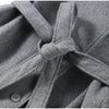 Retro Solid Stand Collar Long Tweed Coat Women Large Lapel Single Breasted Coats With Belt Lady Chic Street Outwear