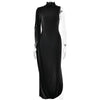 Split Turtleneck Sexy Maxi Dress Women Gown One-shoulder High Waist Bodycon Solid Club Party Long Dress Elegant
