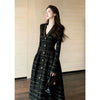 Spring Autumn Ladies Long Sleeves Maxi Dress European Women Casual Long Dresses Female V-neck Patchwork Dress