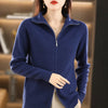 Autumn Winter Long Sleeved Knitted Cardigan Woman Zipper Casual Knitting Sweater Jacket Female Knitwear Top