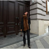Women's Warm Faux Fur Spliced Cotton Coats Loose Lapel Long Sleeve Pockets Thicken Jacket Winter Lady Chic Outwear