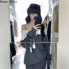 Autumn Japanese Lolita Y2k Sexy Sweet Women Dresses Slim Fit Pink Long Sleeve Sweater Dress Korean Elegant Party Outfits