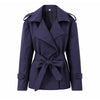 Solid Laepl Lace Up Trench Coat Women Full Sleeve Waist Cinching Short Windbreak Autumn Office Commute Outwear