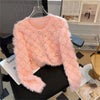 Bead Imitation Mink Sweater Jacket Women Autumn Winter Japanese Sweater Long Sleeved Knitt Cardigan Coat Female