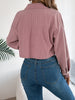 Autumn Winter Crop Jacket Woman Casual Pocket Single Breasted Long Sleeve Lapel Khaki Pink Valentine's Day Corduroy Coats