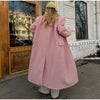 Vintage Large Lapel Tweed Long Coat Women Elegant Loose Double Breasted Belt Coats Lady Winter Classic Chic Street Overcoat