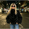 Solid Faux Fur Splicing Coats Women's Zipper Full Sleeves Stand Collar Jackets Ladies Autumn Winter Streetwear