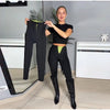 Women High Waist Zipper Abdomen Shaping Shark Pants Black Slim Tie-waist Hip Package Pant Female Autumn Lady Trousers