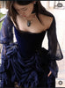 YZ Elegant Dark Blue Gothic Evening Dress Velvet Sheer Long Sleeves High Low Ruffle Skirt Formal Party Gown For Women Customized