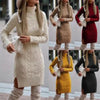 Warm Knitted Dresses Women High Neck Slim Solid Wool Mini Dresses Ladies Basic Long Sleeve Winter Autumn Warm Dresses