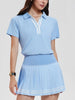 Women 2 Pieces Athletic Skirt Set Outfits V Neck Polo Shirts High Waisted Pleated Tennis Skirts Golf Pickball Dress