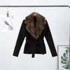 Elegant Faux Fur Thicken Jackets Women's Long Sleeves Pockets Patchwork Belts Hoodie Coat Winter Chic Warm Outerwear