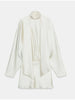 Elegant Satin Mini Dress For Women Scarf Collar Batwing Sleeve Waist Dress Lady Autumn Chic Party Evening Vestidos