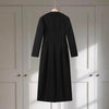 Elegant Women's Woolen Coat Black Single-Button Stand Collar Slim Lady Long Coats Autumn Winter Chic Female Streetwear