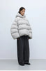 Stylish Silhouette 90% White Goose down Hooded down Jacket for Women, Curved Sleeve Puffer Coat, Thickened Outerwear, Winter Model