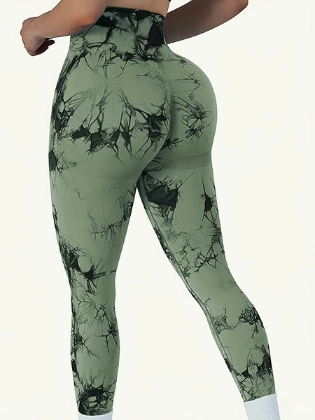 Tie Dye Seamless High Waisted Workout Leggings for Women Scrunch Butt Lifting Yoga Gym Athletic Pants