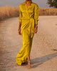 Casual Lapel V Neck Slim Long Dress For Women Spring Full Sleeve Solid Shirts Dress Elegant Lady Lace Up Split Party Dresses