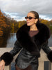 Women's Fur Patchwork Leather Jackets Furry Collar Slim Buttons Full Sleeve Female Coat Autumn Lady Street Outerwear