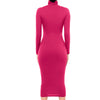 Winter Black Turtleneck Sexy Women Dress Autumn Long Sleeve Skinny Midi Boydcon Casual Blue Plush Knee-Length Party