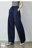 Women's Soft Cotton Curved Leg Long Pants Fall High Waist Drawstring Loose Wide Leg Pear Shape Friendly