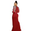 Women Mesh See Through Long Sleeve Diamonds Rhinestones Mermaid Long Dress Fall Evening Sexy Party Dresses Vestidos