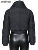 Winter Thick Warm Cotton Down Jacket Women Clothing Gray Zipper Short Puffer Parkas Coats Outwear Female Crop Tops Streetwear