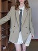 Chic Double-breasted Casual Blazer Jacket for Women Spring Loose Lazy Style Top 25FS11097
