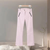 Thicken Warm Women's Skiwear Pink High Collar Hooded Cotton Padded Coats Straight Leg Zipper Pants Winter Lady Ski Suit
