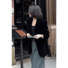 Autumn Black Velvet Women's Blazer Long Sleeve Single Button Casual Loose Temperament Suit Top Female Outerwear
