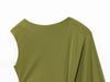 Mujer Green Draped Long Dress Women Asymmetric Cut out Midi Dress Woman Sexy Evening Dresses for Women One Sleeve Night Dresses