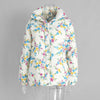 Thicken Women Puffer Jacket Oversize Stand Up Collar Zipper Floral Print Warm Cotton Filled Coat Autumn Winter