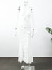 Women Sexy Lace Patchwork White Maxi Dress Flared Sleeve Off Shoulder Bodycon Gowns Lady Evening Night Party Robes
