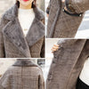 Autumn Winter Plaid Cotton Jacket Women's Warm Temperament Polo Collar Wool Coat Female Long Parkas Overcoat