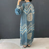 Vintage Chic Printting Straight Pleated Women's Dress Hand-Cranked Floral Long Dresses Spring Clothing 2DB6498