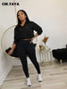 Street Women's Set Zipper Fly Crop Sweatshirt and Jogger Sweatpants Elegant Fall Sportwear Two 2-Piece Set Outfits
