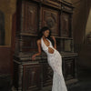 Women Sexy Lace Patchwork White Maxi Dress Flared Sleeve Off Shoulder Bodycon Gowns Lady Evening Night Party Robes