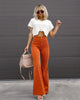 Corduroy Casual Trousers Women Autumn Winter Solid High-waist Flare Pants Lady Slim Black Gray Khaki Orange Long Pants