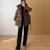 Winter Women's Down Jackets Ultra Light Warm Cusual Coat Female Puffer Jacket With Belt Plus Size Hooded Short Parka