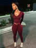 Sporty Casual 2 Piece Set Women Tracksuit Hooded Zip Crop Tops+Leggings Fitness Soft Stretch Streetwear Activity Suit