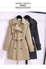 Women's Trench Coats Spring Autumn Mid-length Slim Outerwear Double-breasted Belt Long Sleeves Windbreaker