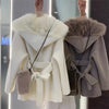 White Turn Coat Women's Autumn Winter Belt Woolen Coat Fur Coat Fragrant Wind High end Lightweight Short Fur Neck