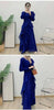 Ruffle Edge Maxi Pleated Dress For Women Round Neck Long Sleeves Solid Color Stitching Belt Dresses 2DA9911