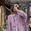 Spring Retro Print Ramie Loose Women Thin Wind Coats Leisure Long Trench Vintage Chinese Style Coat