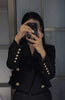 Brand Autumn Cropped Jackets Women Black Blazer Lapel Metal Button Long Sleeves Office Lady Coat Cropped Blazer Short Top