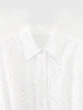 Elegant Embroidered White Dress Women Chic Lapel Long Sleeve High Waist Lace Up Maxi Dresses Female Hollow Out Vestidos