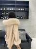 Woolen Coat Oversize Ladies Outerwear Winter Women Natural Fox Fur Collar Cuffs Jacket Hood Cashmere Wool