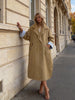 Casual Khaki Trench Coat Women Lapel Long Sleeve Double Breasted Pocket Loose Windbreaker Autumn Lady Commute Outwear